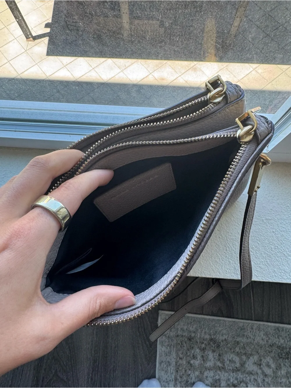 Marc Jacobs Pebbled Leather Crossbody in Light Taupe